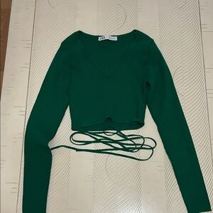 Zara Emerald Long Sleeve Crop Top